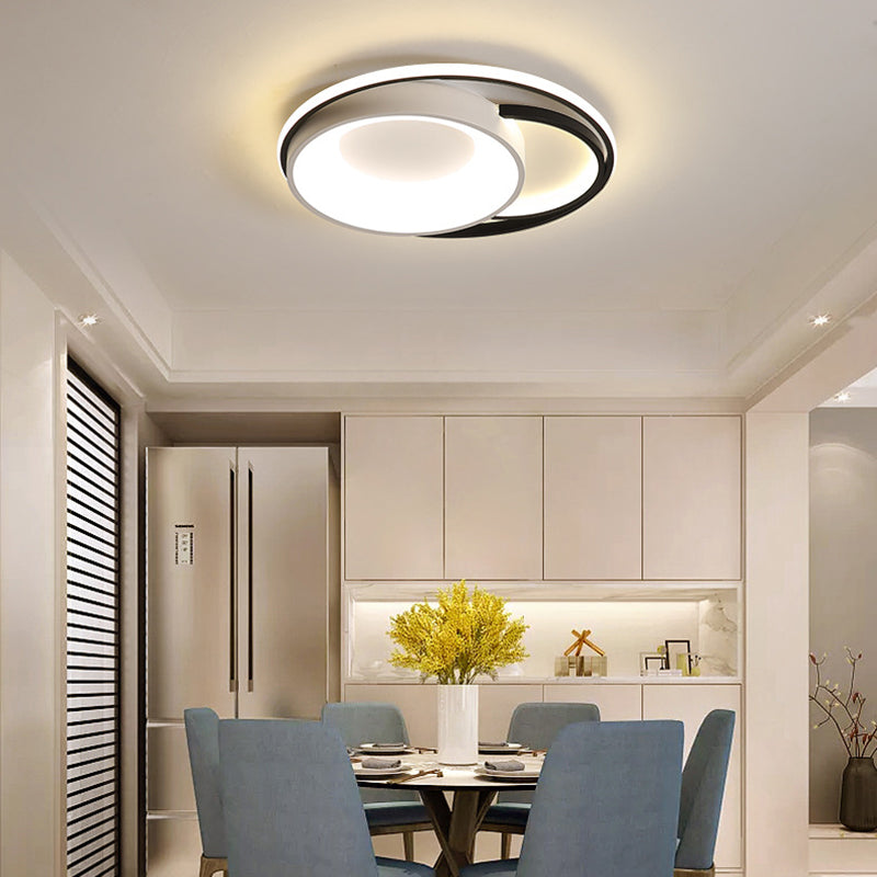 Modern LED Flush Ceiling Light in White Acrylic - Round/Square/Rectangular Shape, Warm/White Light - Ceiling Mounted Fixture for Living Room