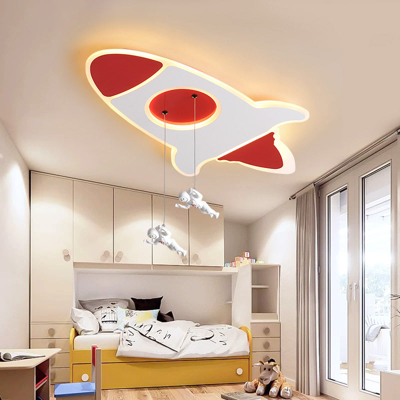 Stylish Rocket Ceiling LED Lamp - Cartoon Design, 14"/16.5" W, Flush Mount, Warm/White Light