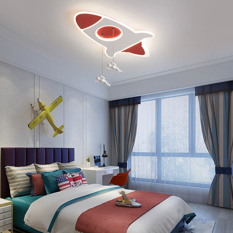 Stylish Rocket Ceiling LED Lamp - Cartoon Design, 14"/16.5" W, Flush Mount, Warm/White Light