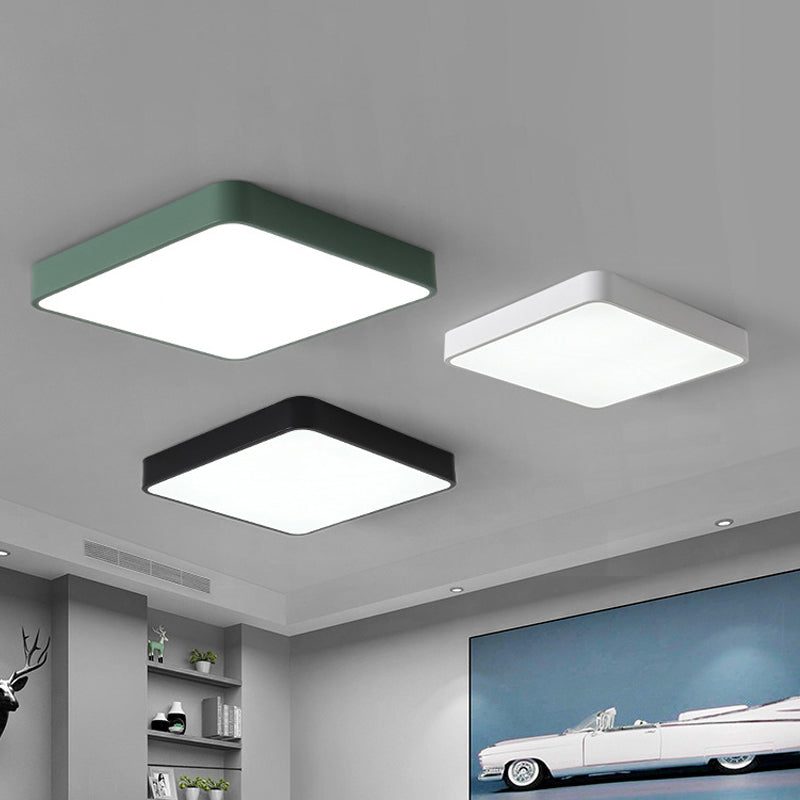 Modern Acrylic LED Ceiling Light Fixture for Living Room - Rectangular Flush Macaron Design