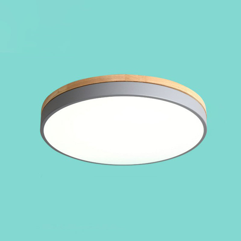 Sleek Led Circle Flush Mount Bedroom Lighting With Acrylic Shade Grey / 12