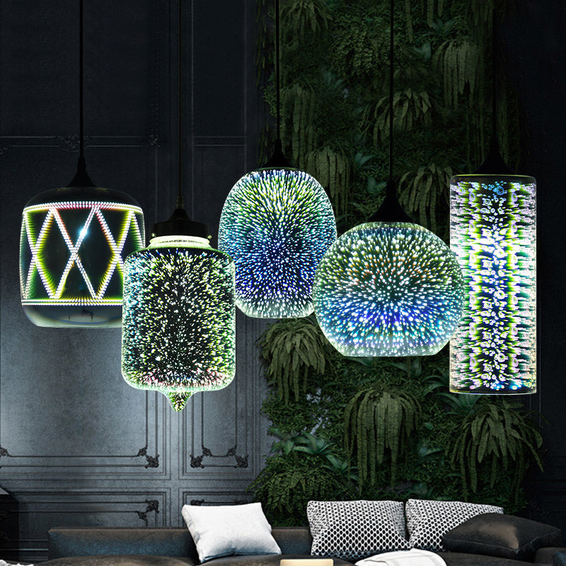 Modern Firework Glass Pendant Light - Black