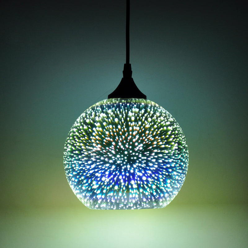 Modern Firework Glass Pendant Light - Black / B