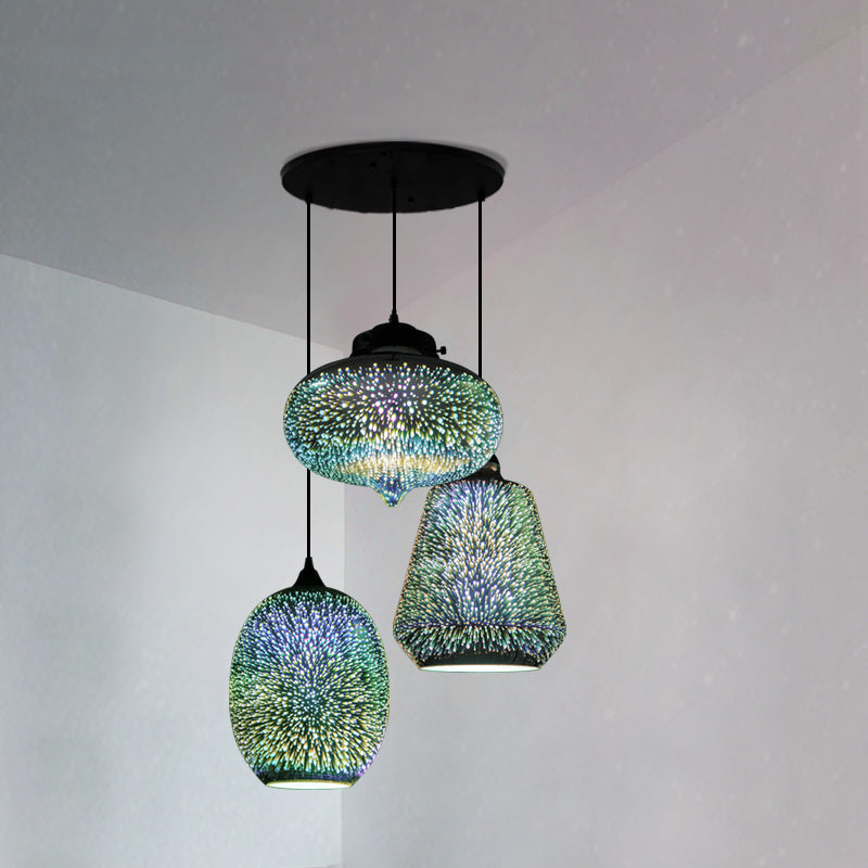 Modern Geometric Glass Pendant Light in Black for Restaurants