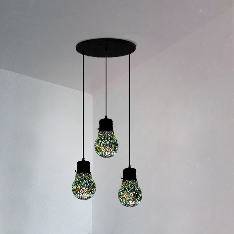 Modern Black Geometric 3D Glass Pendant Lamp For Restaurants / D Round