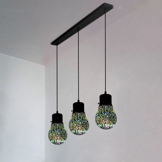 Modern Geometric Glass Pendant Light in Black for Restaurants