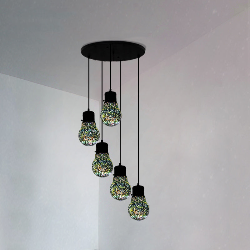 Modern Geometric Glass Pendant Light in Black for Restaurants