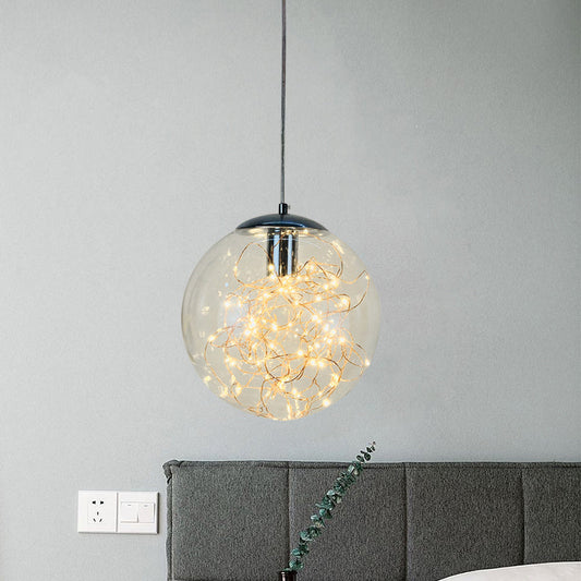 Sleek Geometric LED Pendant Light Suspension Fixture with Clear Glass for a Stunning Bedroom Ambiance