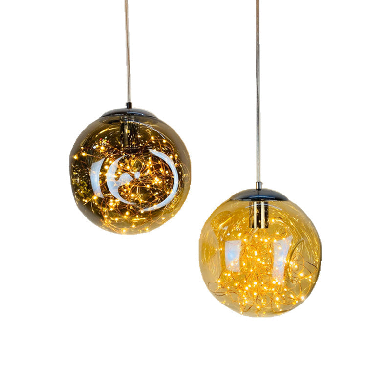 Sleek Geometric LED Pendant Light Suspension Fixture with Clear Glass for a Stunning Bedroom Ambiance