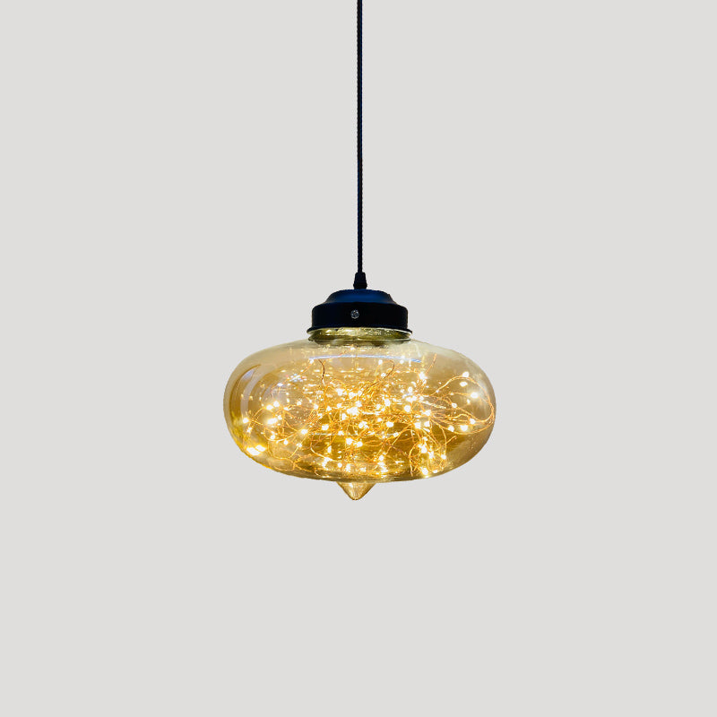Sleek Geometric LED Pendant Light Suspension Fixture with Clear Glass for a Stunning Bedroom Ambiance