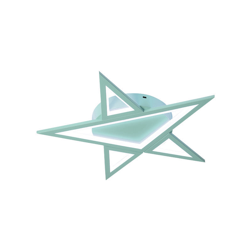 Modern Aluminum Star Shaped Pendant Light with LED in Blue/Pink - Flush Mount Ceiling Light