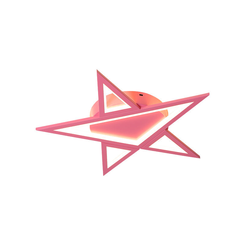 Modern Aluminum Star Shaped Pendant Light with LED in Blue/Pink - Flush Mount Ceiling Light