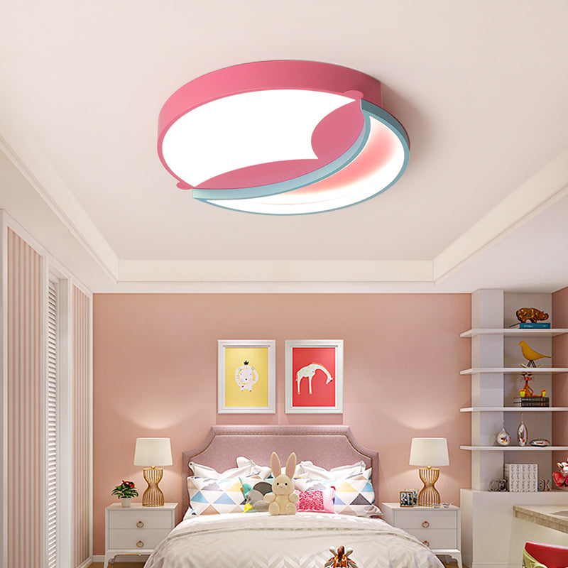 Stylish Silicone Round Flush Ceiling Light - Cartoon LED Ceiling Mounted Lamp for Bedroom with Blue/Pink Light