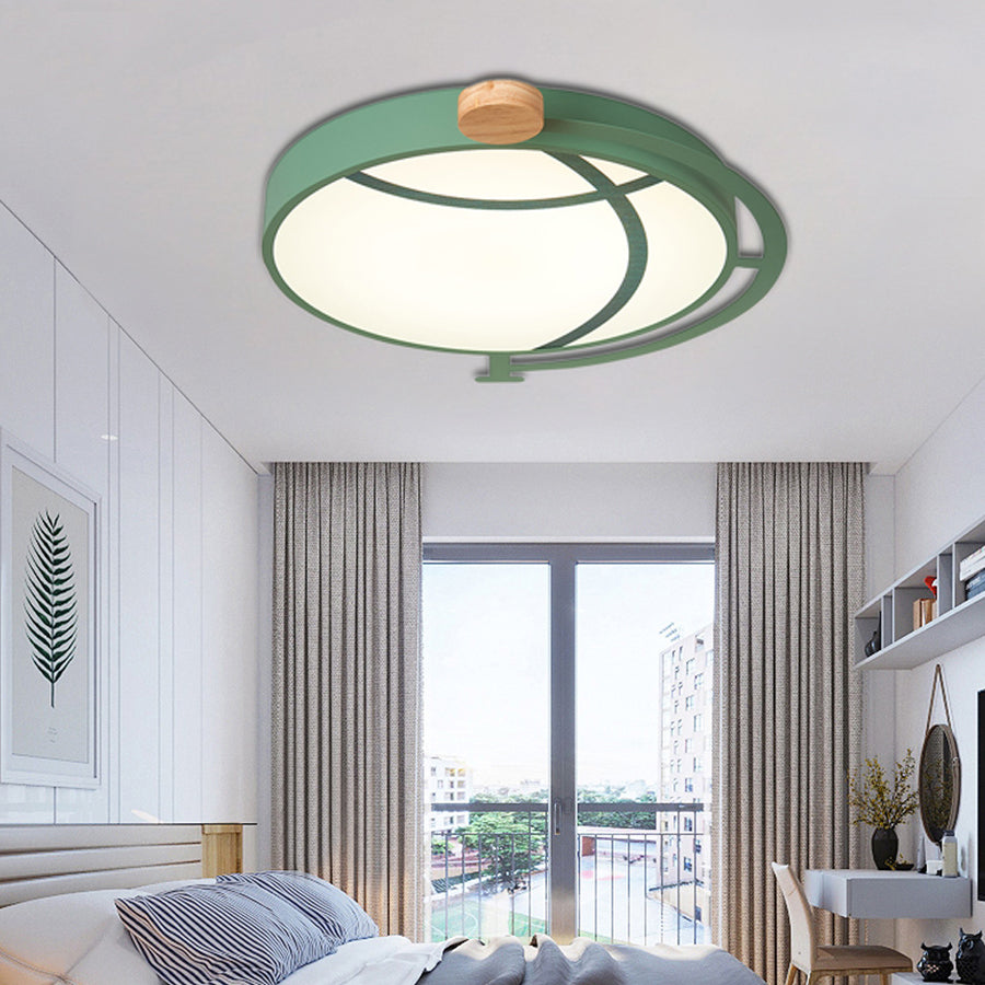Plafonnier LED encastré Cartoon Tellurion en vert/gris - Finition acrylique pour chambres