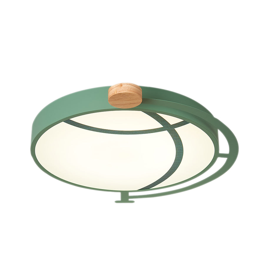 Plafonnier LED encastré Cartoon Tellurion en vert/gris - Finition acrylique pour chambres