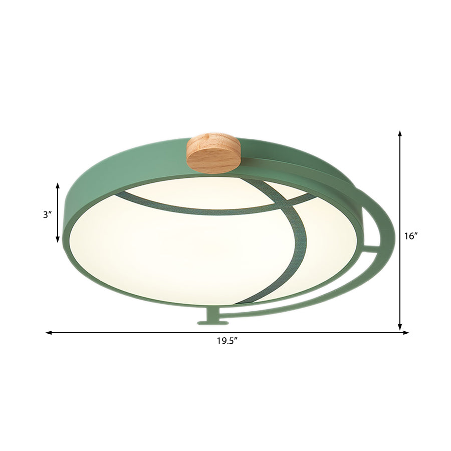 Plafonnier LED encastré Cartoon Tellurion en vert/gris - Finition acrylique pour chambres