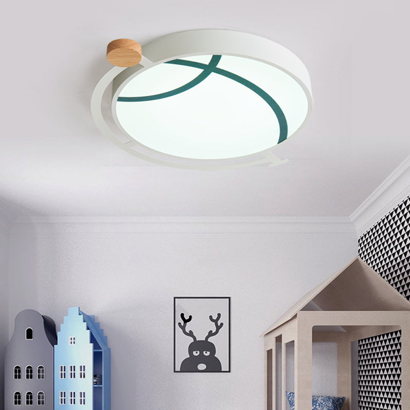 Plafonnier LED encastré Cartoon Tellurion en vert/gris - Finition acrylique pour chambres