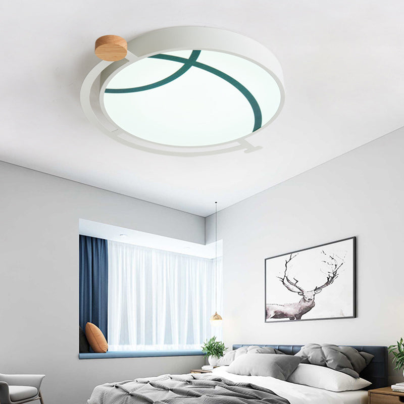 Plafonnier LED encastré Cartoon Tellurion en vert/gris - Finition acrylique pour chambres