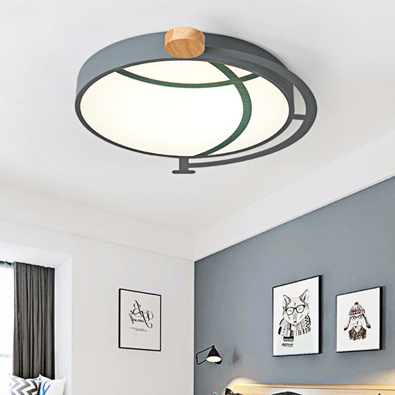 Plafonnier LED encastré Cartoon Tellurion en vert/gris - Finition acrylique pour chambres