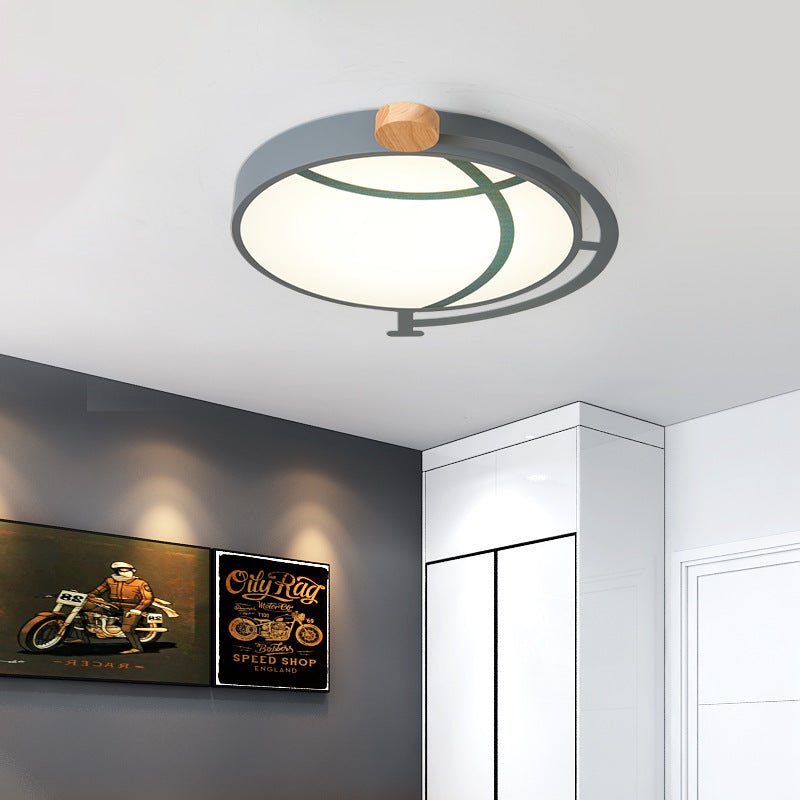 Plafonnier LED encastré Cartoon Tellurion en vert/gris - Finition acrylique pour chambres
