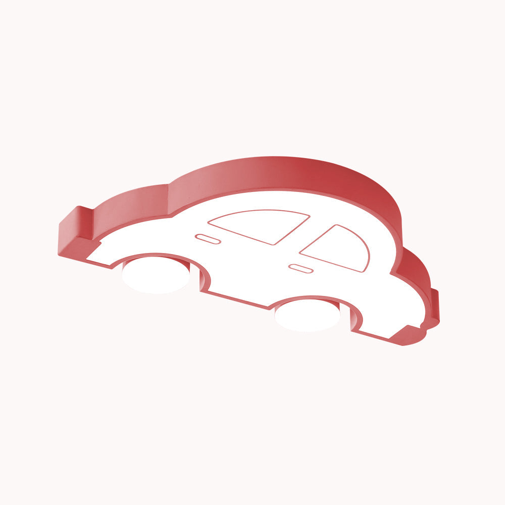 LED Indoor Flushmount Light with Car Cartoon Acrylic Shade, Stylish Blue/Pink Ceiling Lamp in Warm/White Light