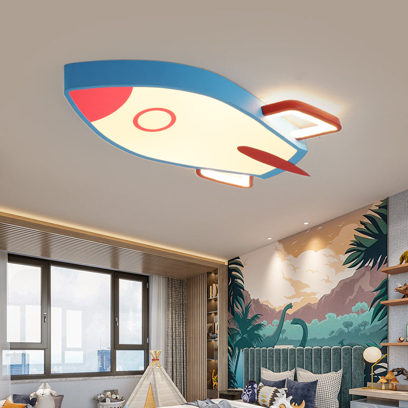 Cartoon Style Blue LED Ceiling Light with Flush Mount - Perfect for Bedroom and Warm/White Light Options