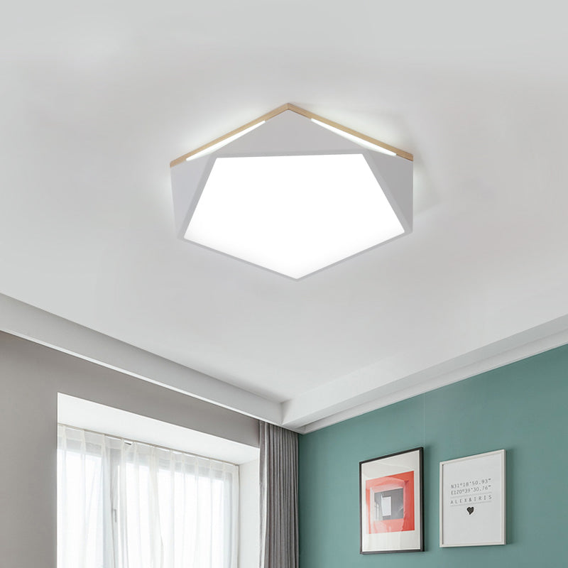 Pentagon LED Flush Mount Lamp in Acrylic White/Blue/Green - 12.5"/16.5"/20.5" Wide