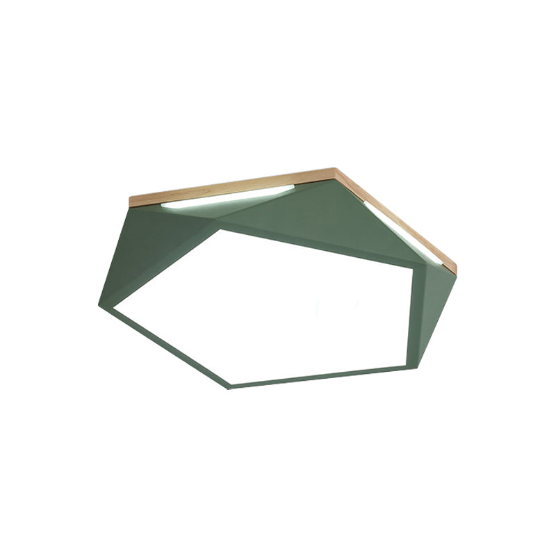 Pentagon Led Flush Mount Lamp In Acrylic White/Blue/Green - 12.5/16.5/20.5 Wide