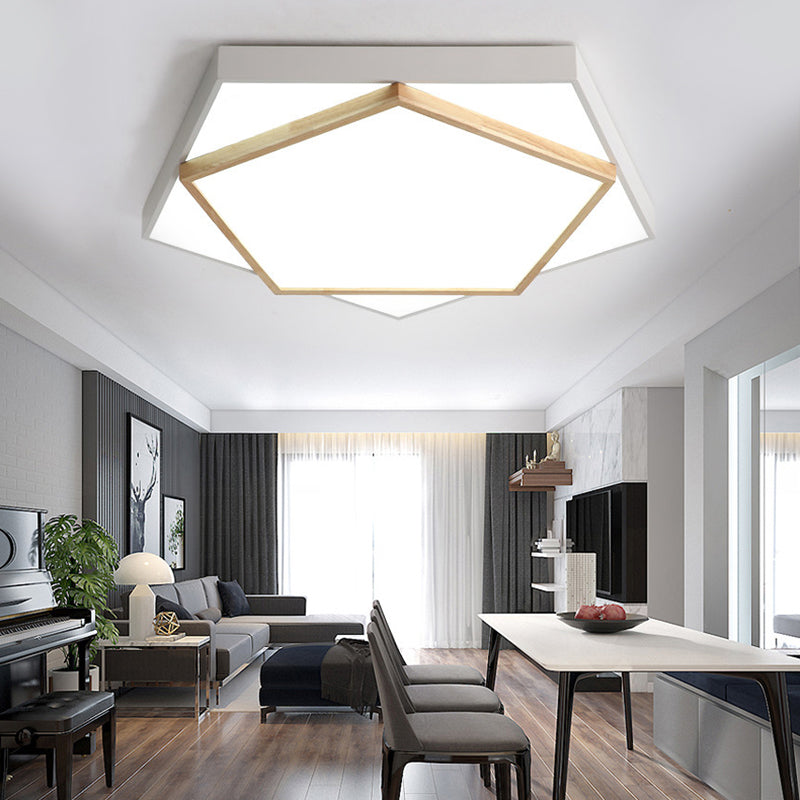 Pentagon LED Flush Mount Lamp in Acrylic Grey/White - 3 Color Options and 3 Sizes Available