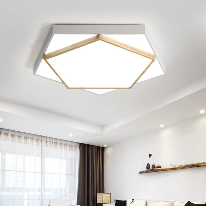 Pentagon LED Flush Mount Lamp in Acrylic Grey/White - 3 Color Options and 3 Sizes Available
