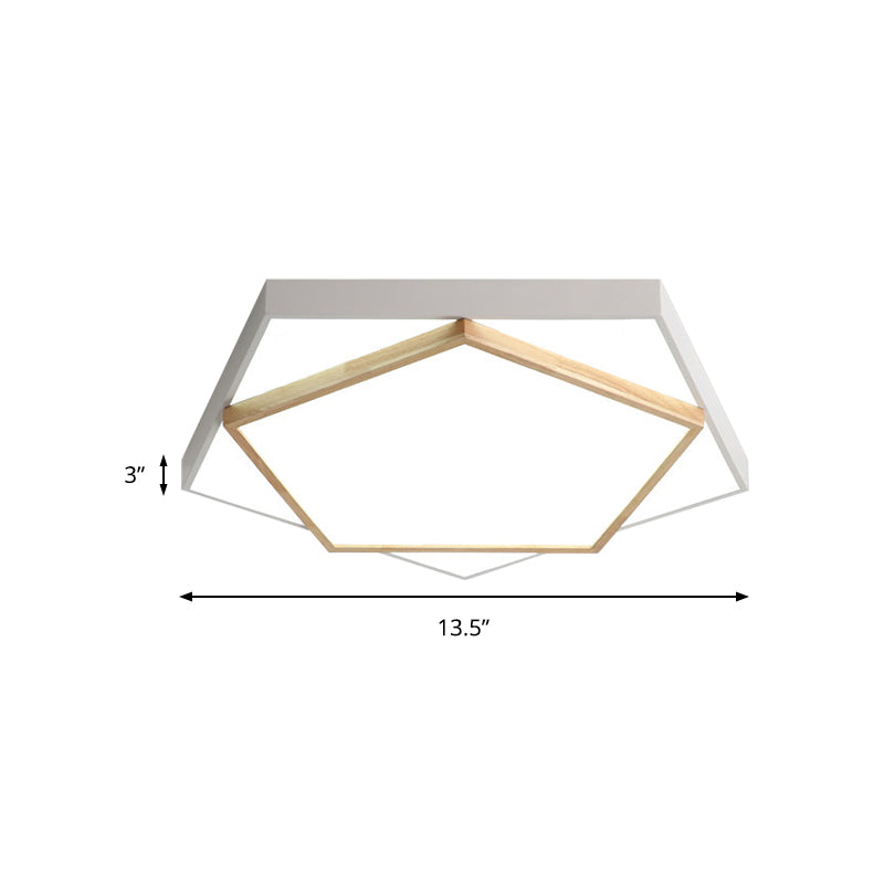 Pentagon LED Flush Mount Lamp in Acrylic Grey/White - 3 Color Options and 3 Sizes Available