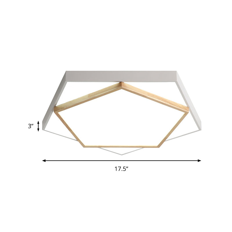 Pentagon LED Flush Mount Lamp in Acrylic Grey/White - 3 Color Options and 3 Sizes Available