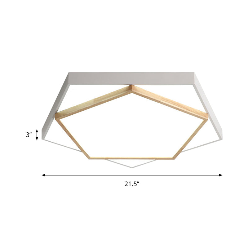 Pentagon LED Flush Mount Lamp in Acrylic Grey/White - 3 Color Options and 3 Sizes Available