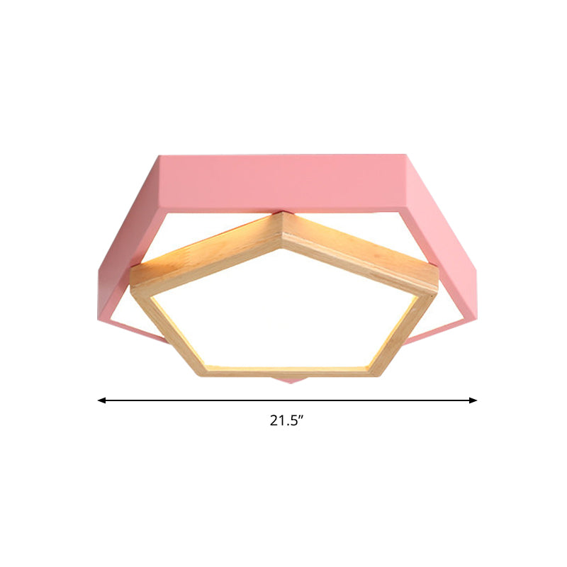 Pentagon Macaron Acrylic LED Flush Mount Lamp in White/Warm/Natural Light - Sizes 14"/18"/21.5