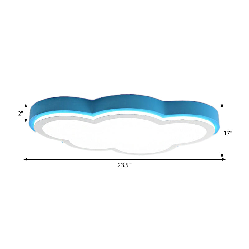 Blue Acrylic Shade LED Flush Ceiling Light for Child Bedroom - Modernist & Warm/White Lighting
