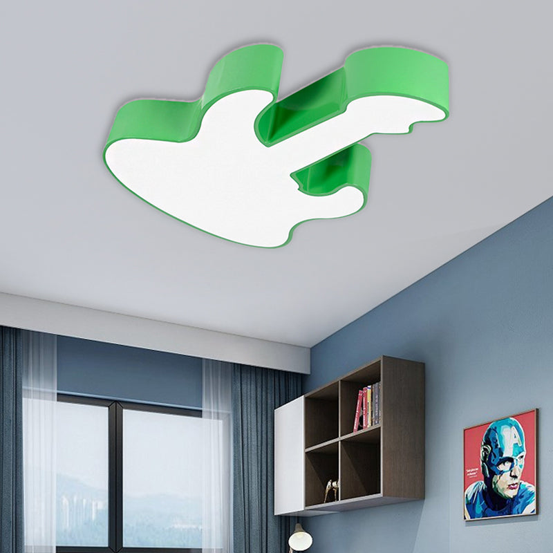 Contemporary LED Acrylic Ceiling Lamp in Red/Orange for Kindergarten - Warm/White Light