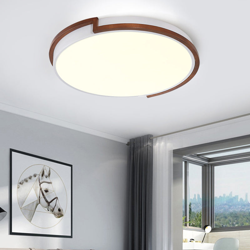 Modern Circle Flush Mount Macaron Metal LED Lamp, White/Green, with Acrylic Diffuser for Living Room - 13"/17"/21" Wide