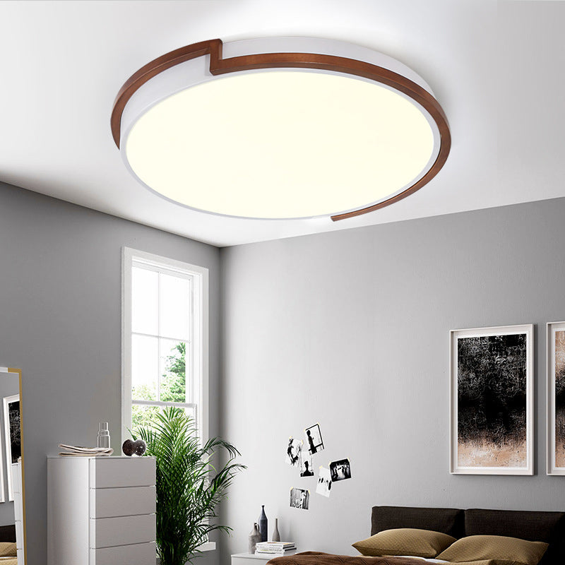 Modern Circle Flush Mount Macaron Metal LED Lamp, White/Green, with Acrylic Diffuser for Living Room - 13"/17"/21" Wide