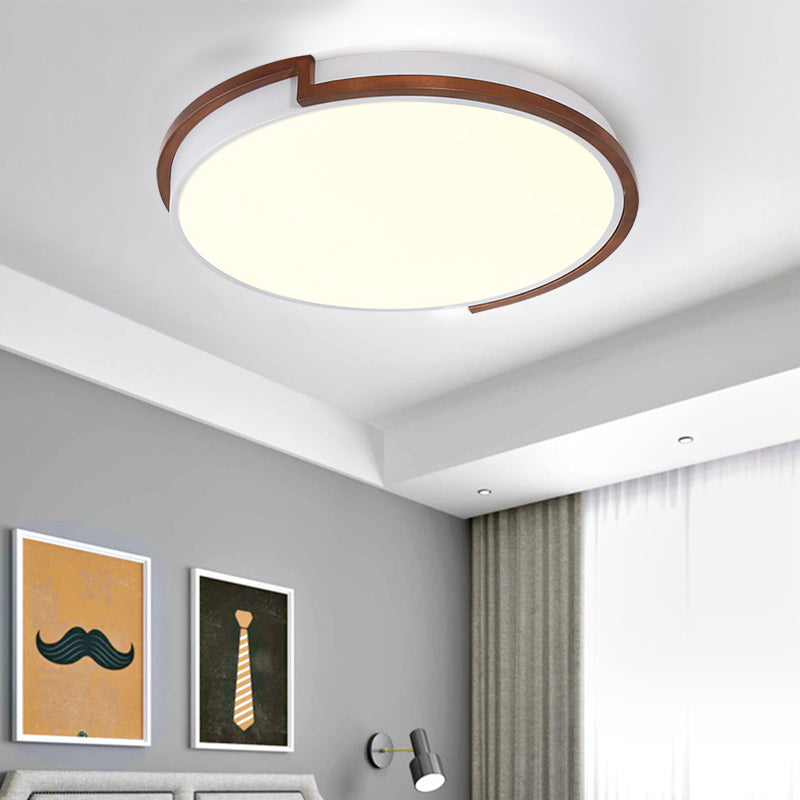 Modern Circle Flush Mount Macaron Metal LED Lamp, White/Green, with Acrylic Diffuser for Living Room - 13"/17"/21" Wide