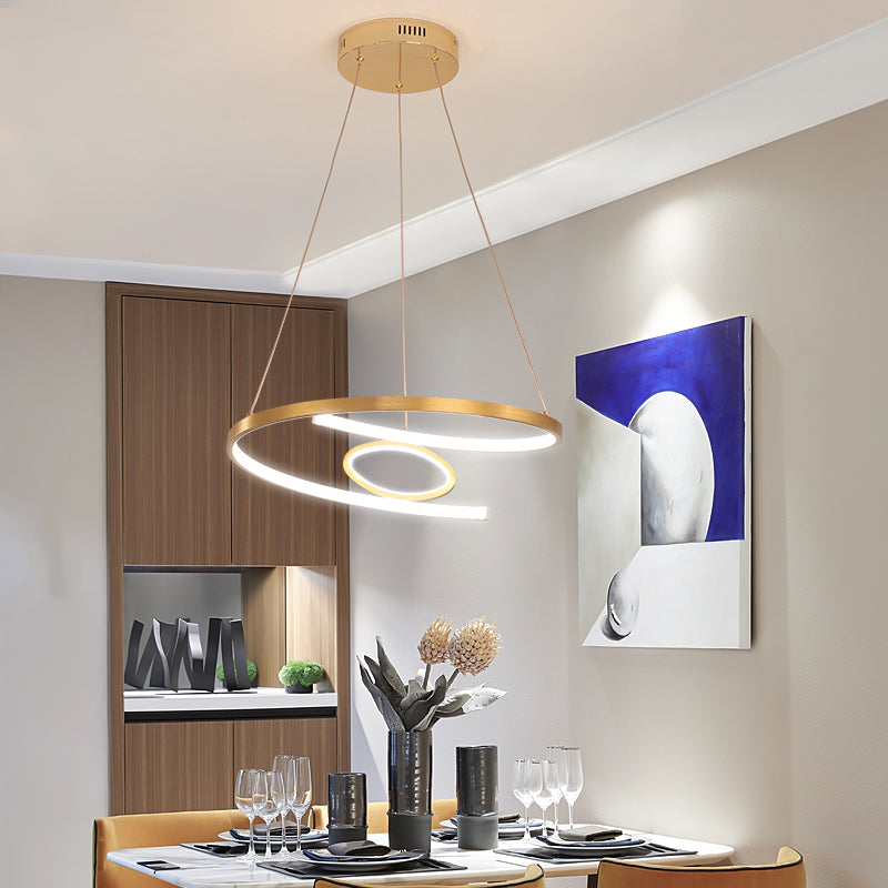 Lustre moderne à LED en acrylique doré de 18"/23,5" de large en lumière blanche/chaude pour le salon