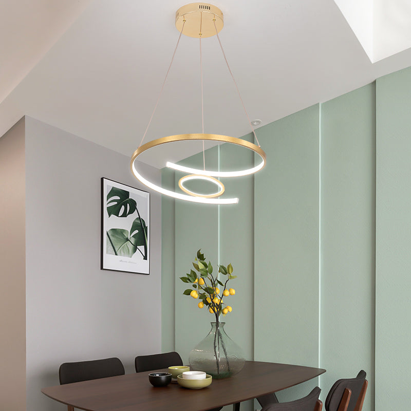 Lustre moderne à LED en acrylique doré de 18"/23,5" de large en lumière blanche/chaude pour le salon