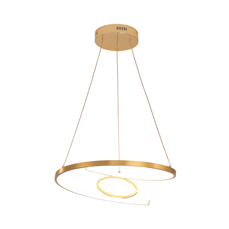 Lustre moderne à LED en acrylique doré de 18"/23,5" de large en lumière blanche/chaude pour le salon