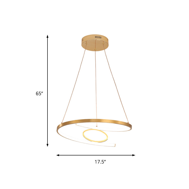 Lustre moderne à LED en acrylique doré de 18"/23,5" de large en lumière blanche/chaude pour le salon