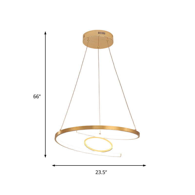 Lustre moderne à LED en acrylique doré de 18"/23,5" de large en lumière blanche/chaude pour le salon