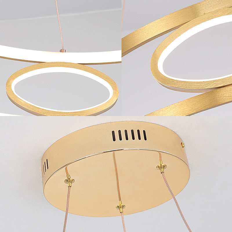 Lustre moderne à LED en acrylique doré de 18"/23,5" de large en lumière blanche/chaude pour le salon