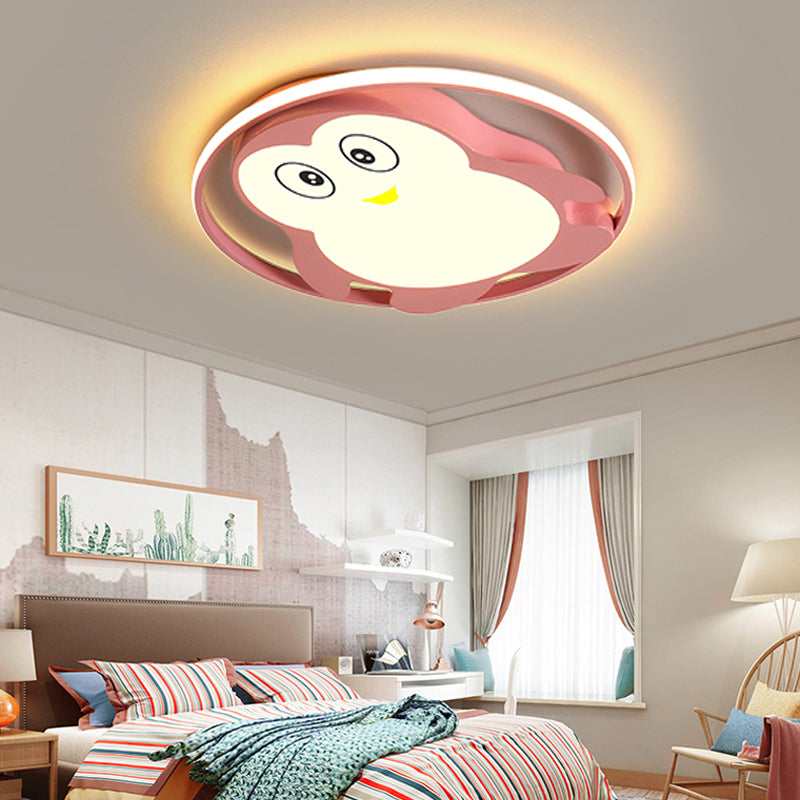 Plafonnier LED pour chambre à coucher Penguin - Montage encastré bleu/rose Cartoon