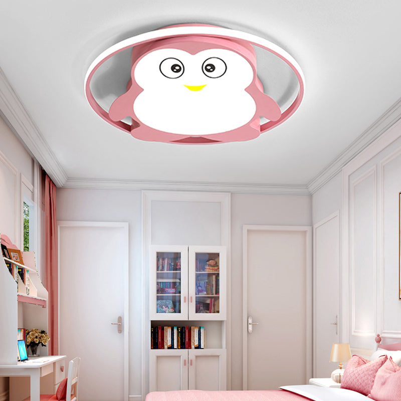 Plafonnier LED pour chambre à coucher Penguin - Montage encastré bleu/rose Cartoon