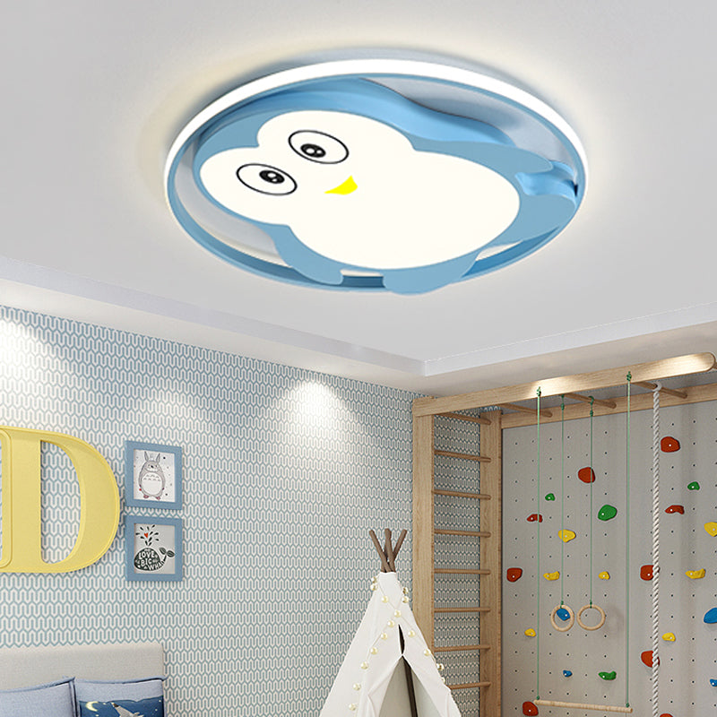 Plafonnier LED pour chambre à coucher Penguin - Montage encastré bleu/rose Cartoon