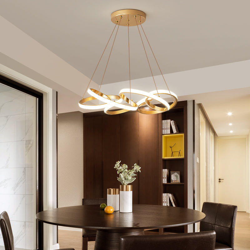 Modern Acrylic Led Chandelier Lamp - Wide Curve Design White/Warm Light 19.5/25.5 Gold Pendant For
