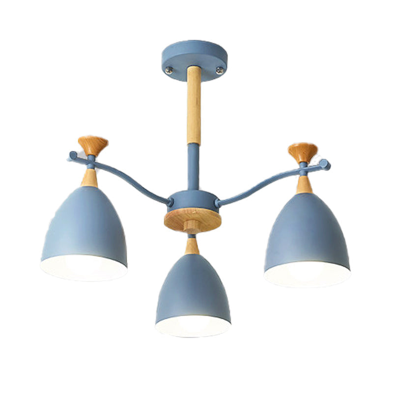 Modern Cone Chandelier Pendant Light - Metal Hanging Ceiling Light for Bedroom (3/6/8 Lights) - Grey/White/Green
